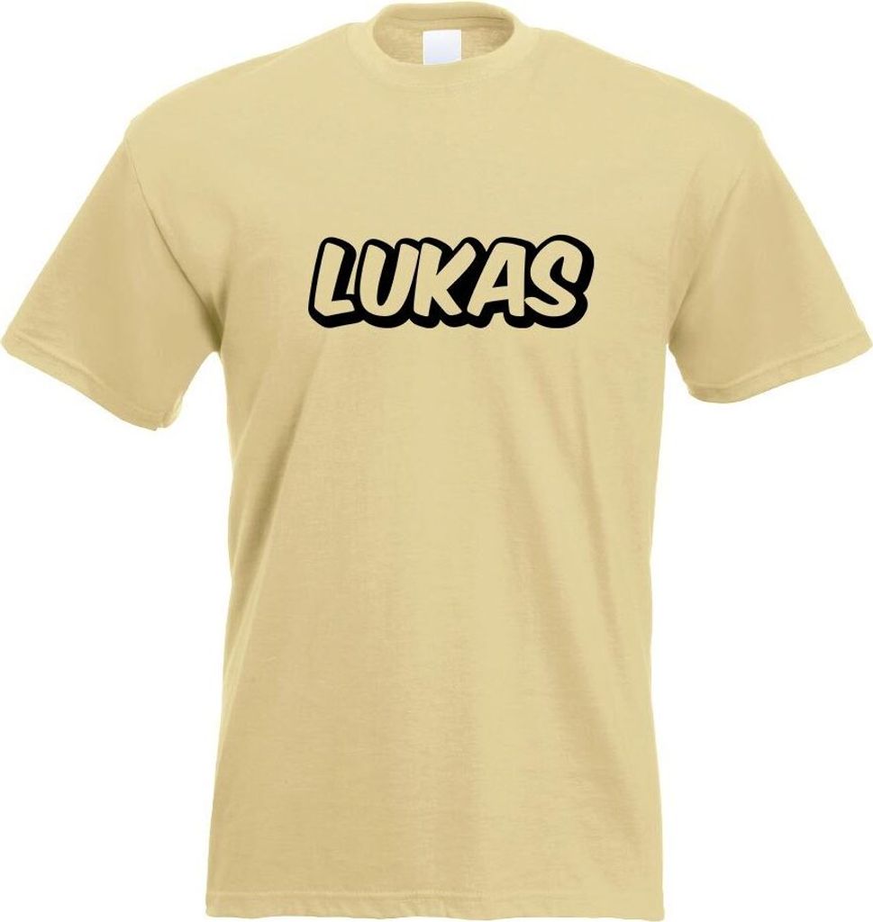Kiwistar - T-Shirt - Khaki - Lukas Vorname Jungen Motiv Bedruckt Funshirt Design Print - mit Motiv Bedruckt - Funshirt Design - Sport - Freizeit - ...