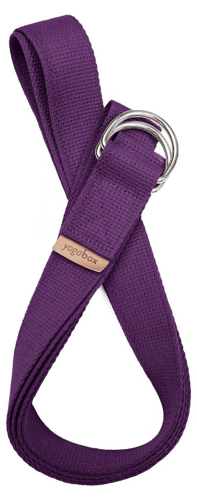 yogabox Yogagurt mit Verschluss aus zwei D-Ringen - regional hergestellt - aubergine 2,5 m