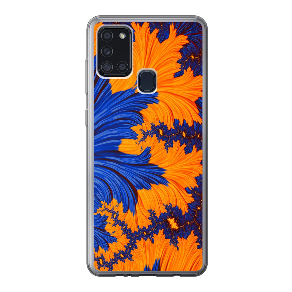 MuchoWow Handyhülle Schutzhülle Hülle für Samsung Galaxy A21s Blätter - Kunst - Psychedelisch Silikon Softcase Handy Hülle - Hartschale
