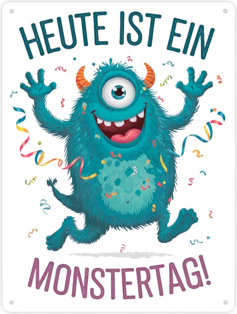 Heute ist ein Monstertag! Metallschild XXL in 28x38 cm