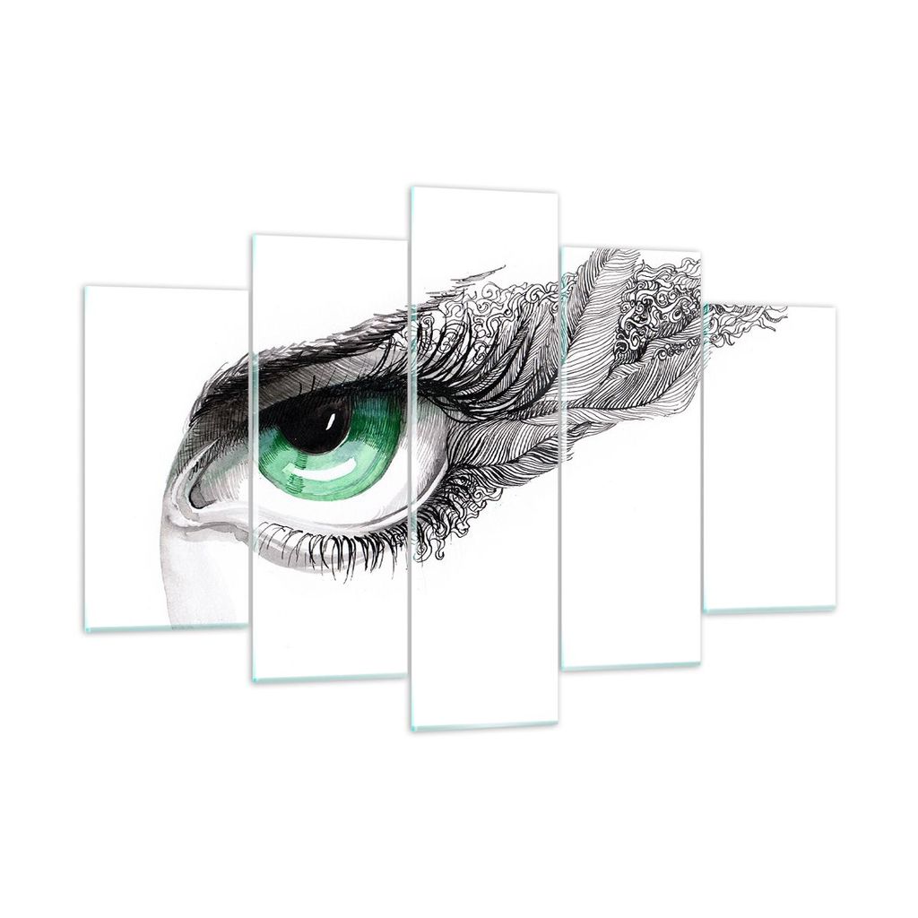 Bilder auf glas - Auge Feder Skizze Menschen - 150x100cm - Glasbilder - Wandbilder - Kunstdruck - zum Aufhängen bereit - Wanddekoration aus Glas -...