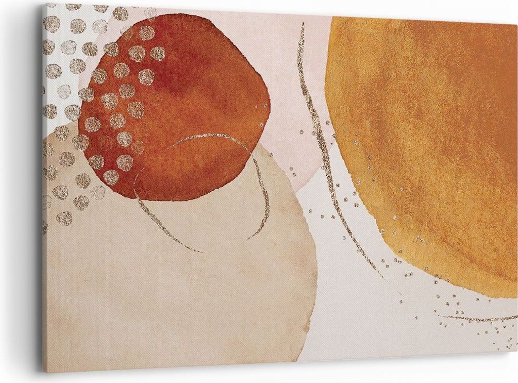 Bild auf Leinwand - Leinwandbild - Einteilig - Orange Abstraktion Flecken - 120x80cm - Wand Bild - Wanddeko - Wandbilder - Leinwanddruck - Bilder -...