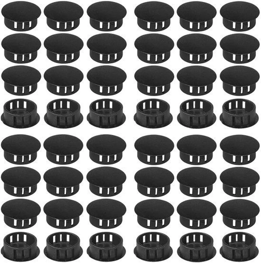 Capuchons de protection noirs en nylon pour visserie de meubles 50 pcs