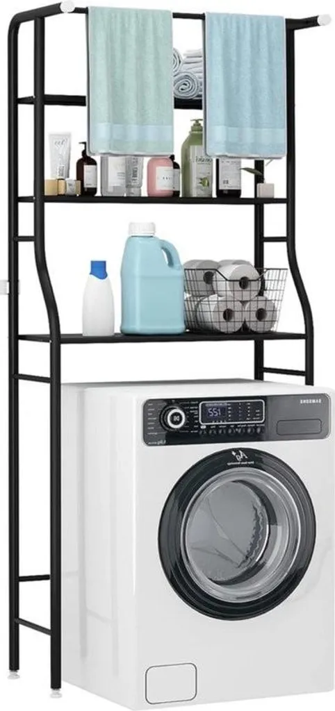 Étagère gain de place au-dessus lave-linge - Finir le désordre 3 niveaux