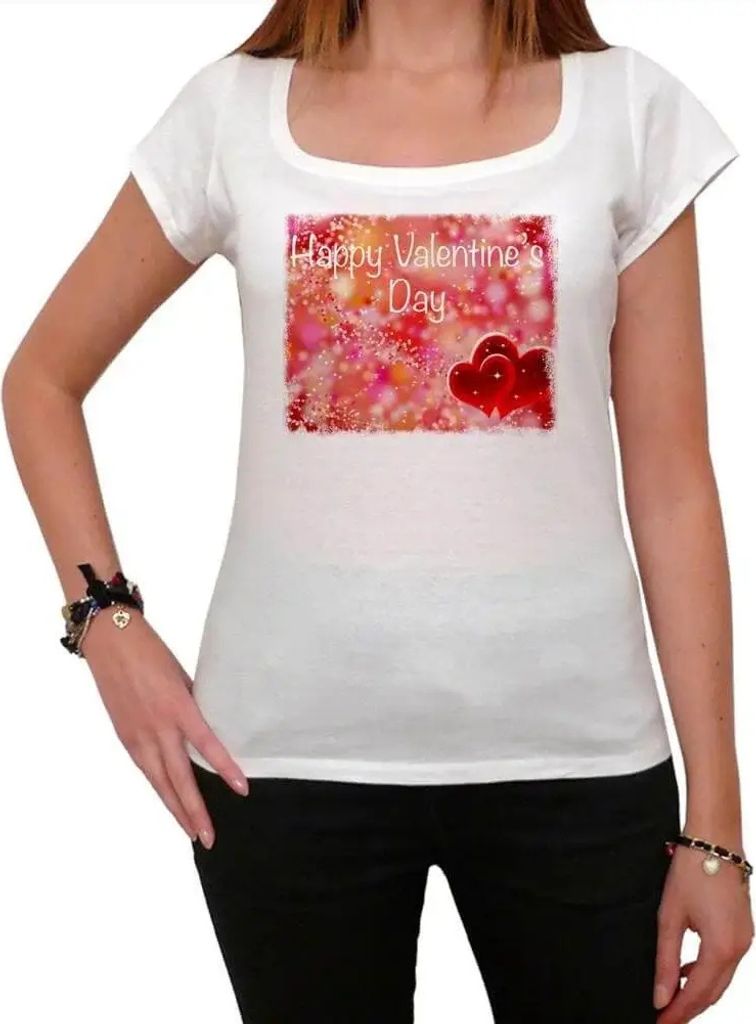 Damen Grafik T-Shirt Alles Gute zum Valentinstag 1 – Happy Valentines Day 1 – Öko-Verantwortlich Vintage Jahrgang Kurzarm Lustige Druck Geburt...