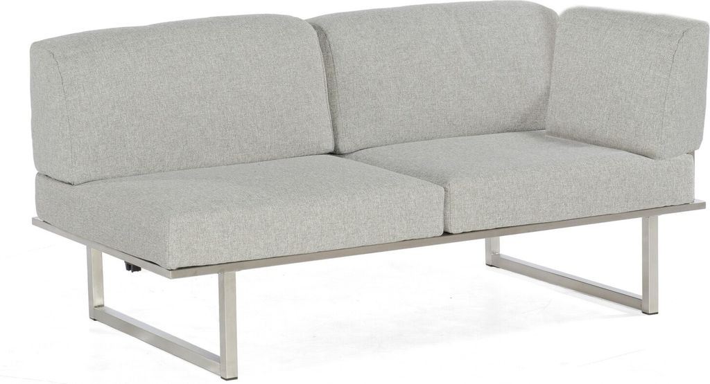 Sonnenpartner Lotus Eckmodul Loungesofa 2-Sitzer rechts Edelstahl mit Teakholz