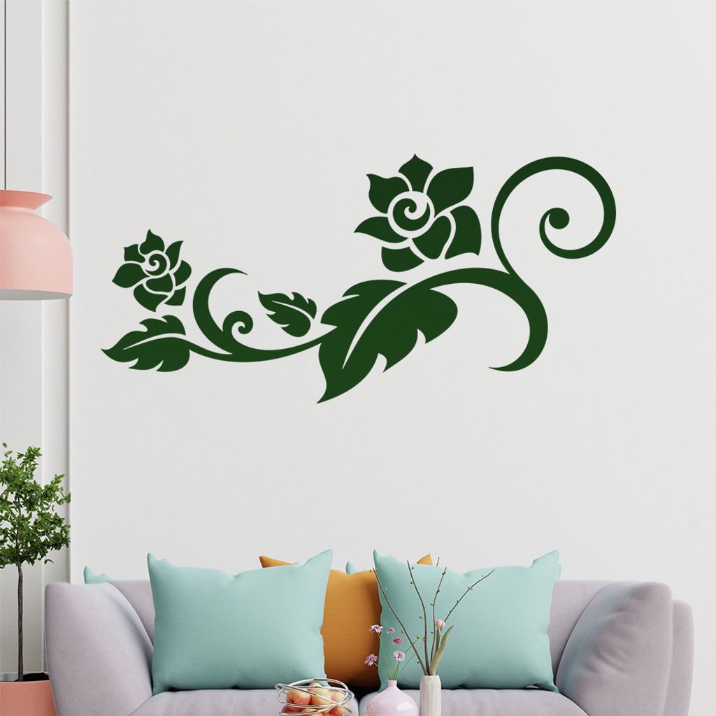 Rose - Linien Wandtattoo in 6 Größen - Wandaufkleber Wall Sticker - Dekoration, Küche, Wohnzimmer, Schlafzimmer, Badezimmer