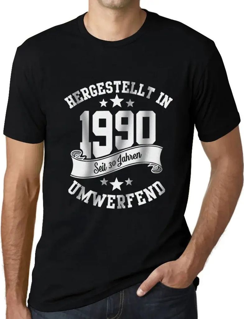 Herren Grafik T-Shirt Hergestellt In 1990 Geschenk 34. Geburtstag Jahrestag 34 Jahre Jubiläum 34 Jährige Mann Jahrgang 1990 Kurzarm Lustige Druck
