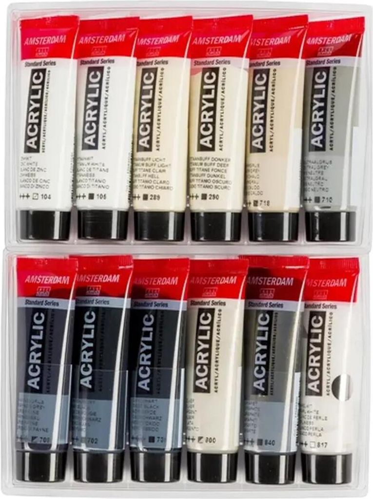 Amsterdam General Selection Sada akrylových barev Greys 12 Obrázek produktu 3