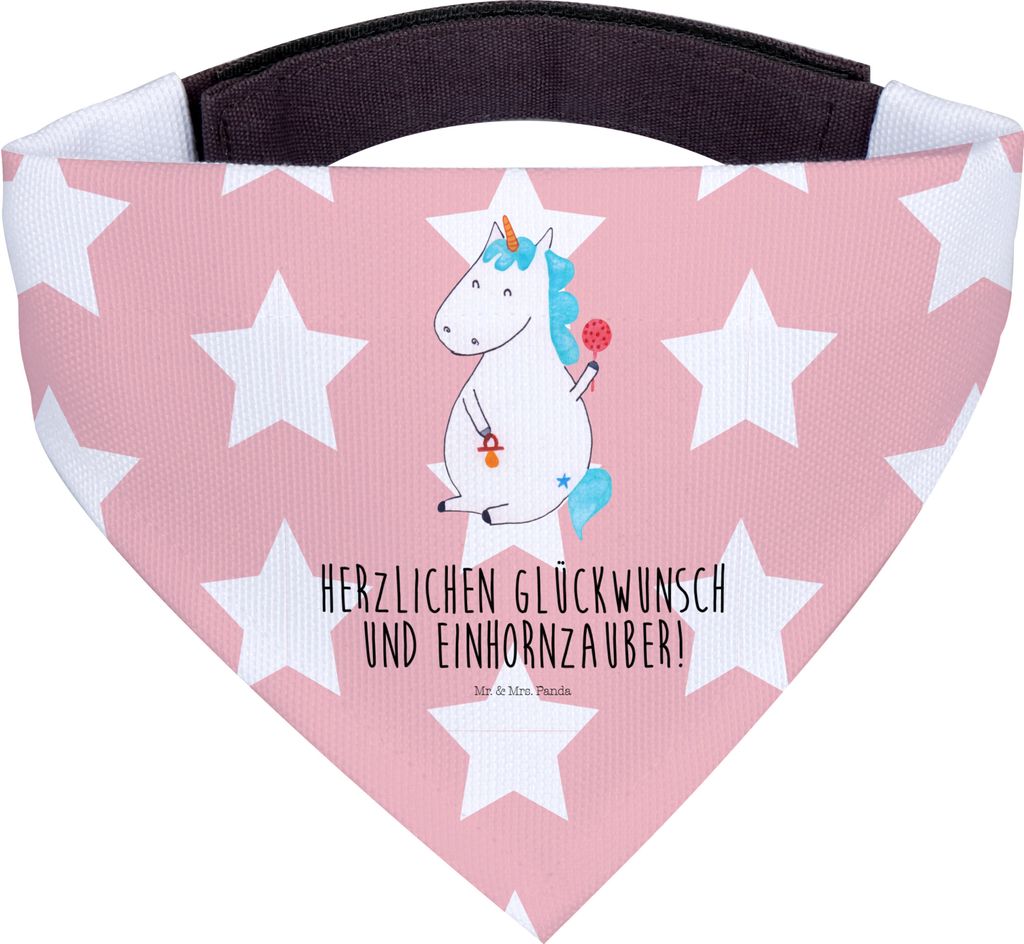 Mr. & Mrs. Panda Hundehalstuch Einhorn Baby - Rot Pastell - Geschenk, Tuch für Hunde, Geburt, Unicorn, Einhörner, Halstuch, Dreieckstuch, Mutter,...