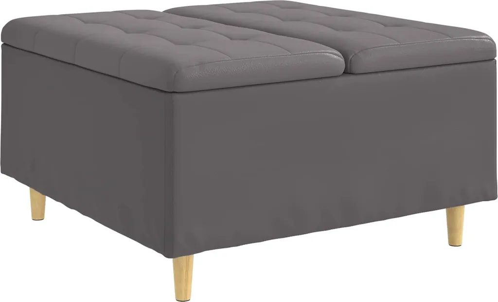 Pouf Contenitore Design Grigio 80x80x45 Ecopelle | Soggiorno
