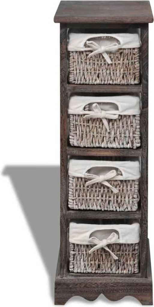 "SALE 2026"Flurschrank - elegante Design - Mehrzweckschrank - Korbregal Holz mit 4 Körben Braun - Kommoden DE8056042