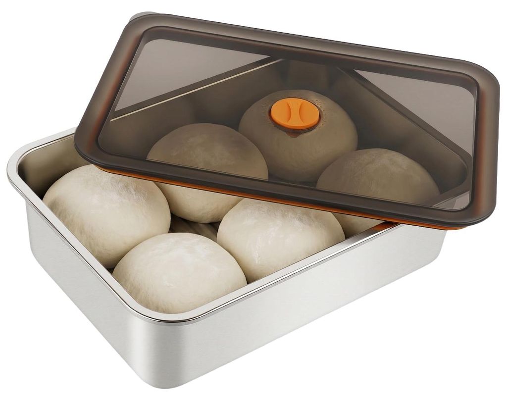Pizzateigbox mit Deckel, Teigbox mit Datumsregistrierung, Gärschrank aus Edelstahl für Pizzateig, Sauerteig- und Hefeteig für Küche und Aufbewa...