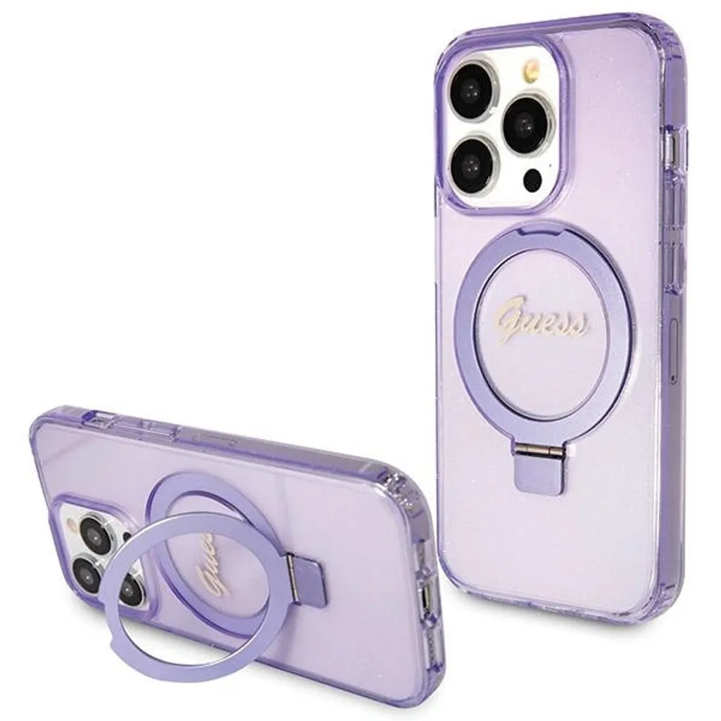 Guess Cover iPhone 14 Pro Max Viola Glitter: MagSafe e Stile Iconico