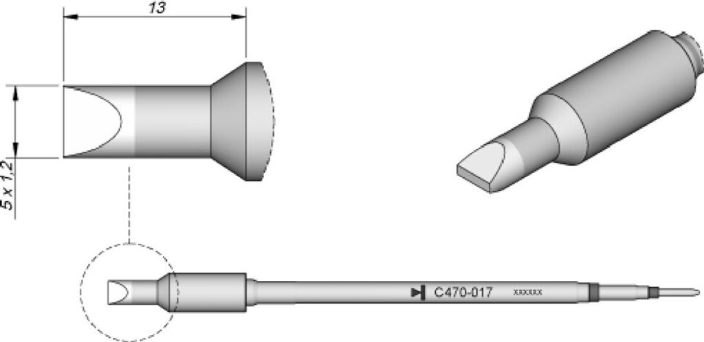 JBC Tools C470017 Lötspitze Meißelform gerade Spitzen-Groesse 1.2 mm