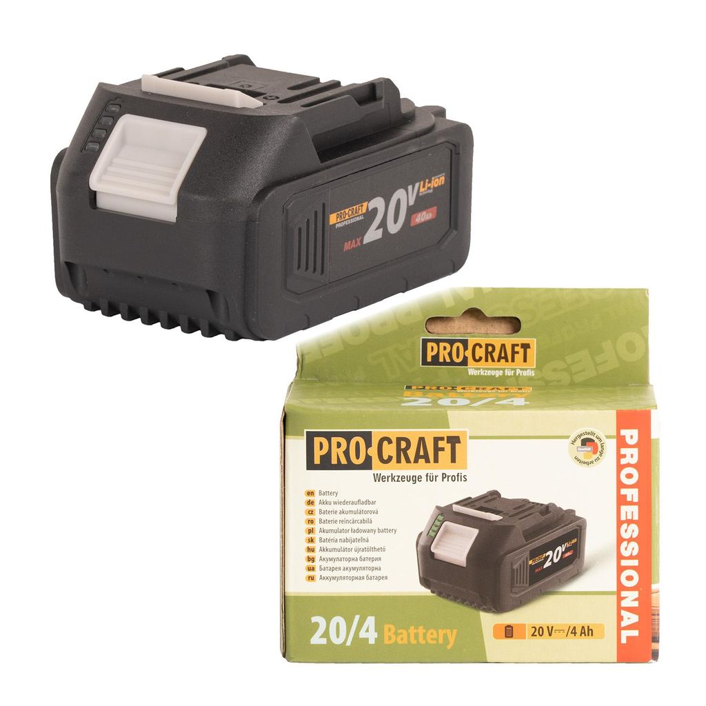 Procraft 20/4 Akku 20 V 4,0 Ah / 4000 mAh Li-ion mit Ladestandsanzeige