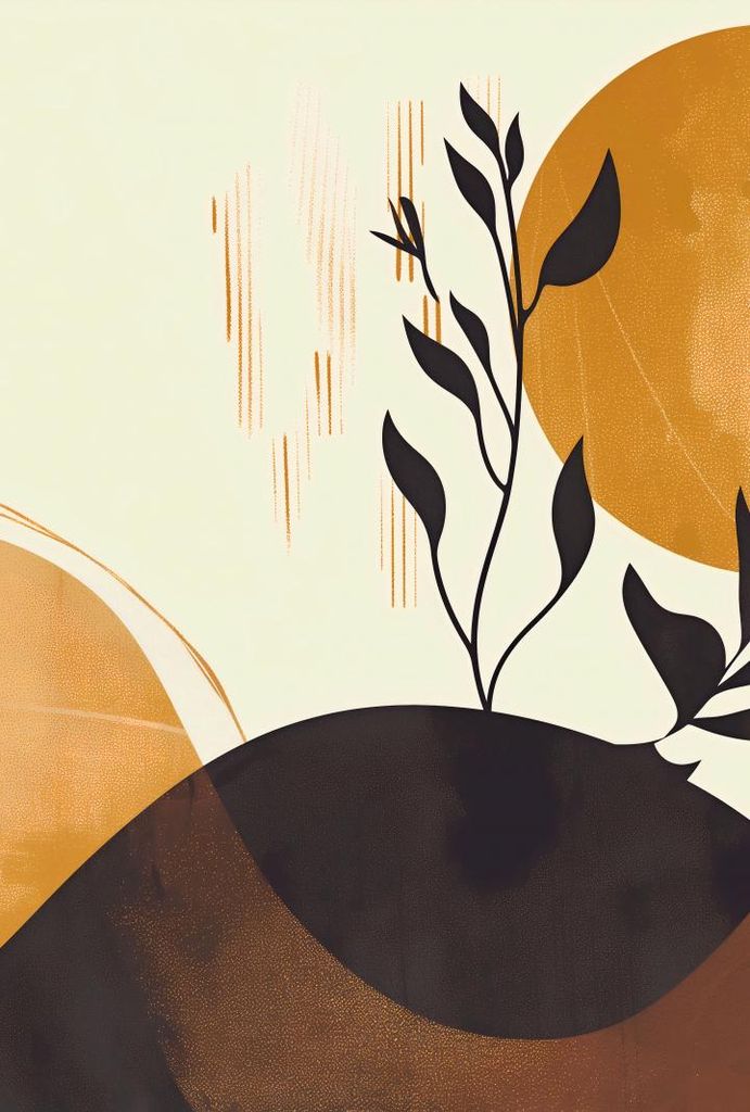 Plakat 67,5x100cm Golden Sonne und Schwarzer Zweig