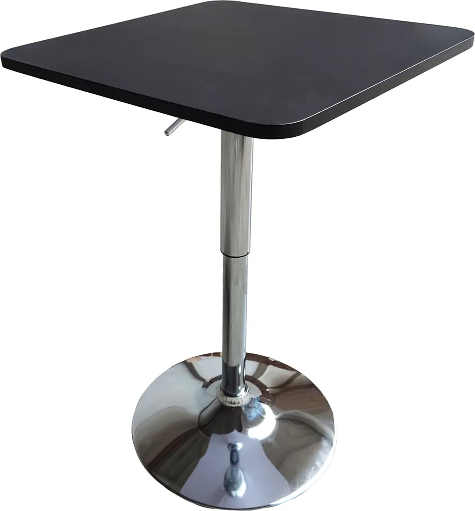 Mange-debout LUKE table haute carrée noire et chrome pour la cuisine