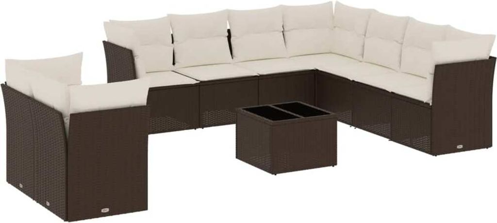 "im Sonderangebot" 10-tlg. Garten-Lounge-Set - elegantes Design - Sitzgruppe/Gartengarnitur - mit Kissen Braun Poly Rattan - Terassenmöbel DEMöbe...