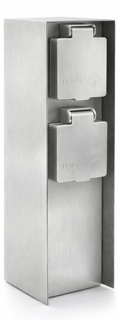 Außensteckdose 2 Steckplätze silber