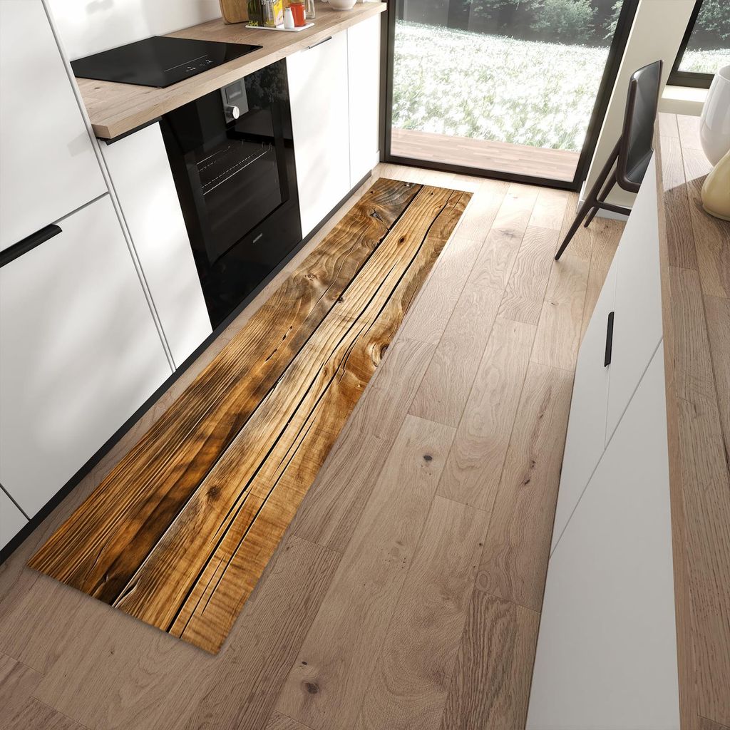 Küchenteppich 60x270cm rutschfest & abwischbar PVC Läufer - Holzdielenmaserung