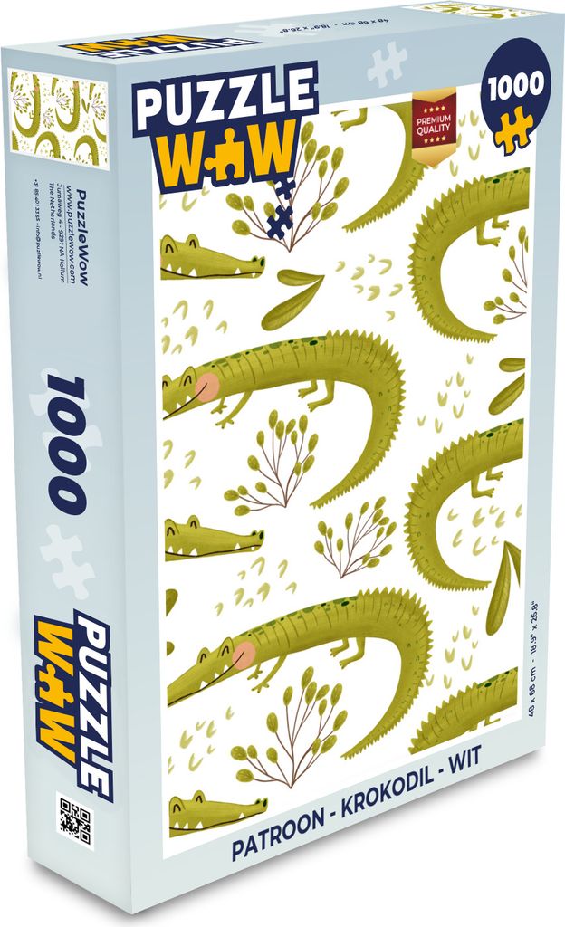MuchoWow Puzzle 1000 Teile Muster - Krokodil - Weiß - Spielzeug - Alt und Jung - Spiele - Puzzeln