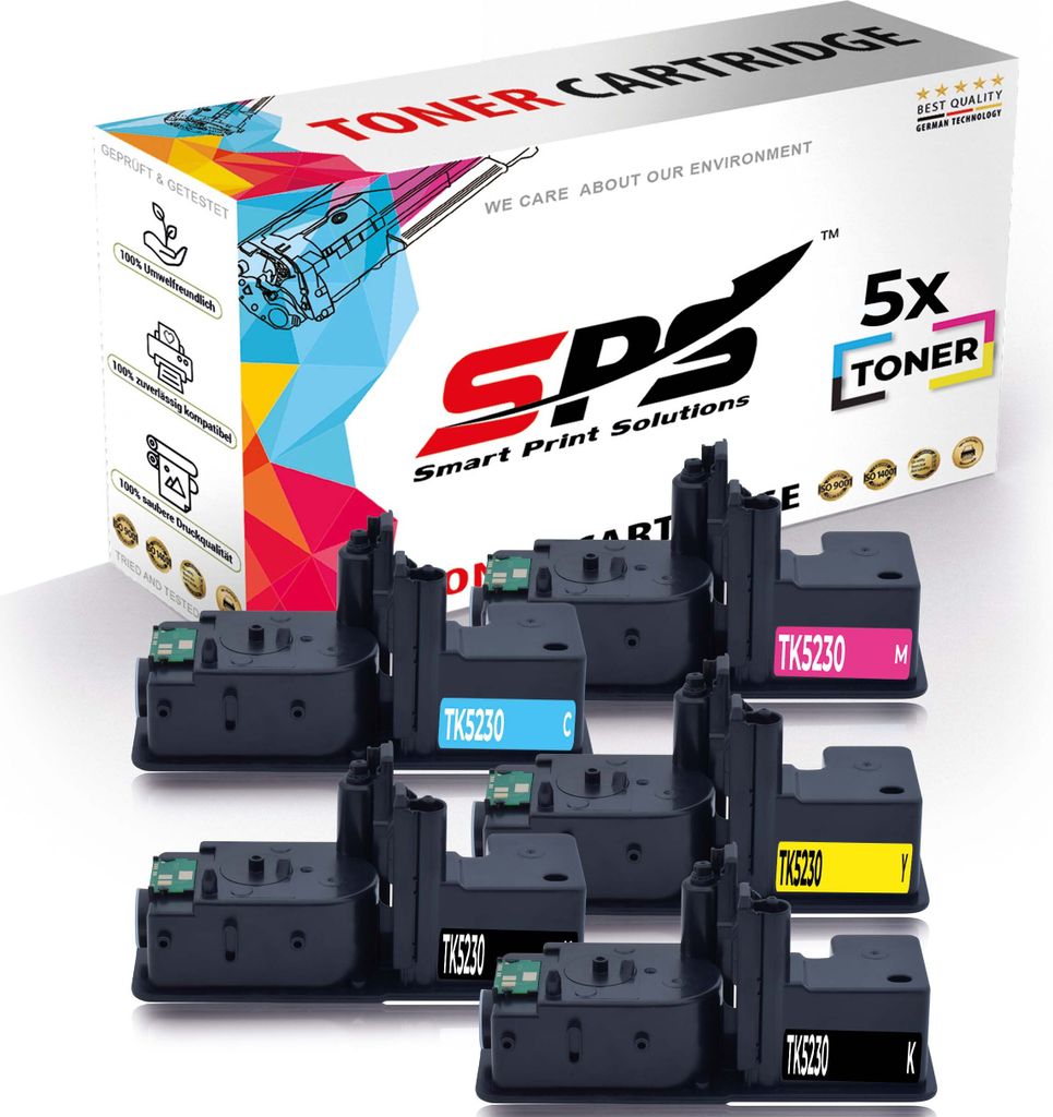 5x Toner TK5230K TK5230C TK5230Y TK5230M kompatibel für Kyocera Ecosys P5021