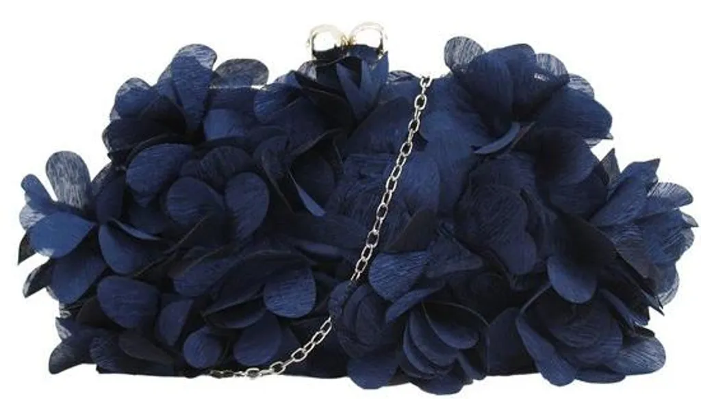Sac à main bleu avec fleurs brodées pour soirée et mariage chic - Iris