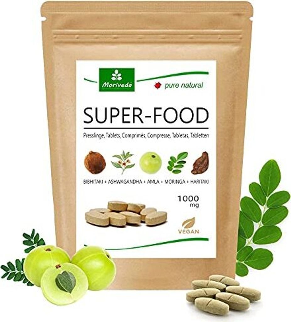 MoriVeda® Superfood Tablets 1000 mg | Moringa + Ashwagandha Immagine del prodotto 