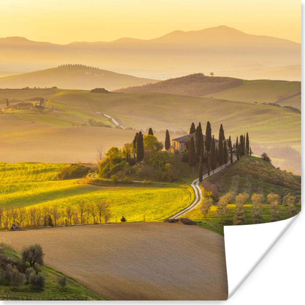 MuchoWow Poster Toskana - Hügel - Landschaft 100x100 cm - Babyzimmer