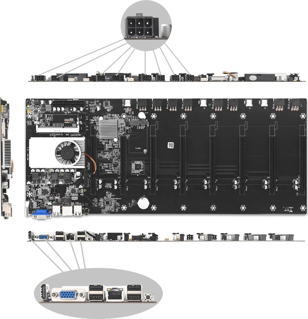 BRAINZAP Intel HM77 BTC-T37 Crypto Mining Carte mère 8x