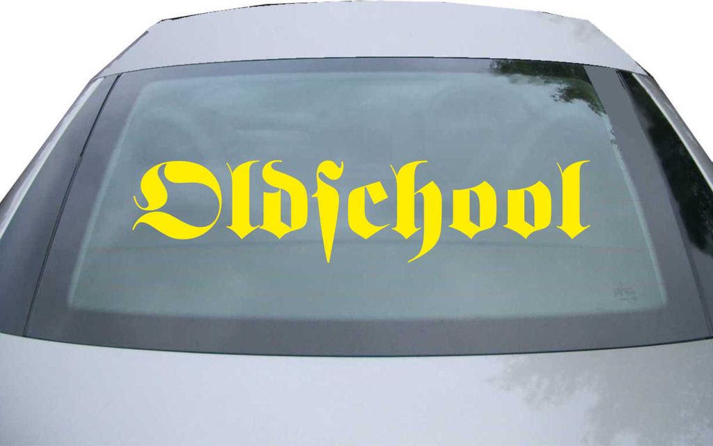Indigos UG - Aufkleber Heckscheibe & Motorklappe DE7081 - gelb - 600x134 mm - Oldschool - Auto Scheiben Fenster Heckklappe Tuning Racing JDM - Die cut