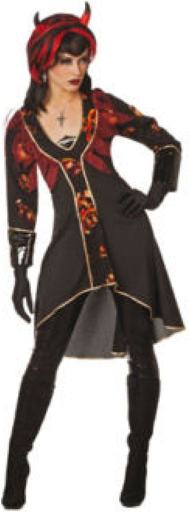 W4920-38-A schwarz Damen Teufelskleid Halloweenkostüm Gr.38