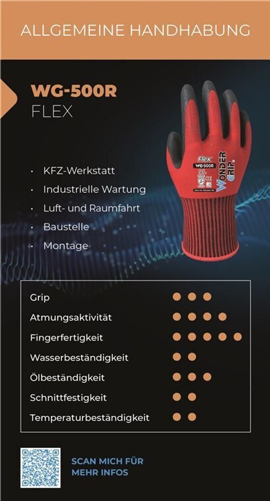 Wonder Grip WG-500R, Werkstatthandschuhe, XL, Erwachsener, Produktbild 