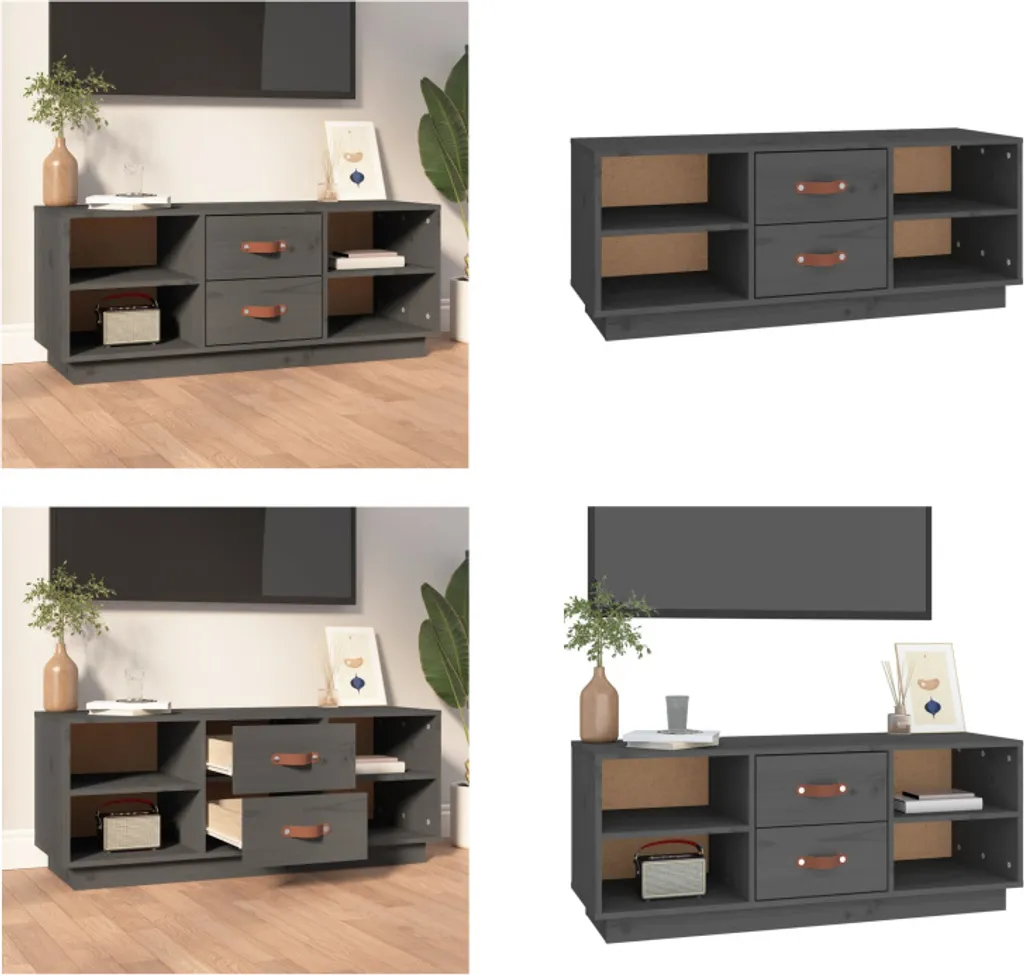 Mobile Porta TV Scandinavo Grigio 100cm Pino Massiccio vidaXL