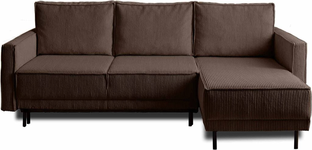 Lisa Design Charlie, Ecksofa beidseitig montierbar, 4-Sitzer, mit Schlaffunktion und Bettkasten, aus Cord , Braun