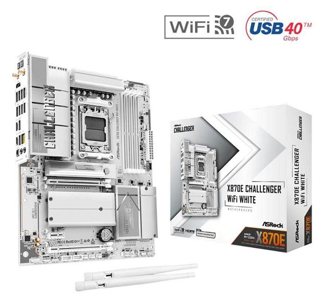 ASRock X870E Challenger WiFi White AM5 ATX: Mainboard – AMD Produktbild 