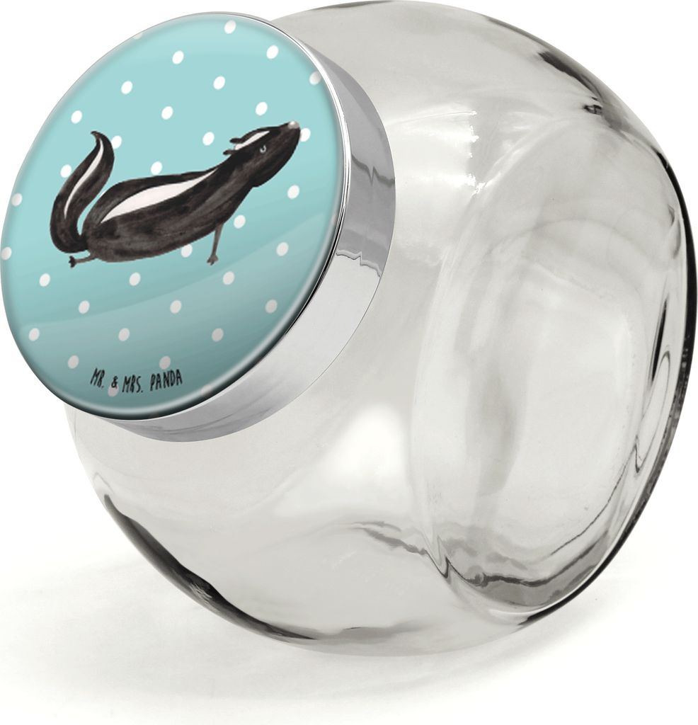 Mr. & Mrs. Panda gewürzglas Stinktier Yoga XL 2000ml - Türkis Pastell - Geschenk, Kaffeedose, keksdose glas, Namaste, Teedose, Wildtier, Raubtier...