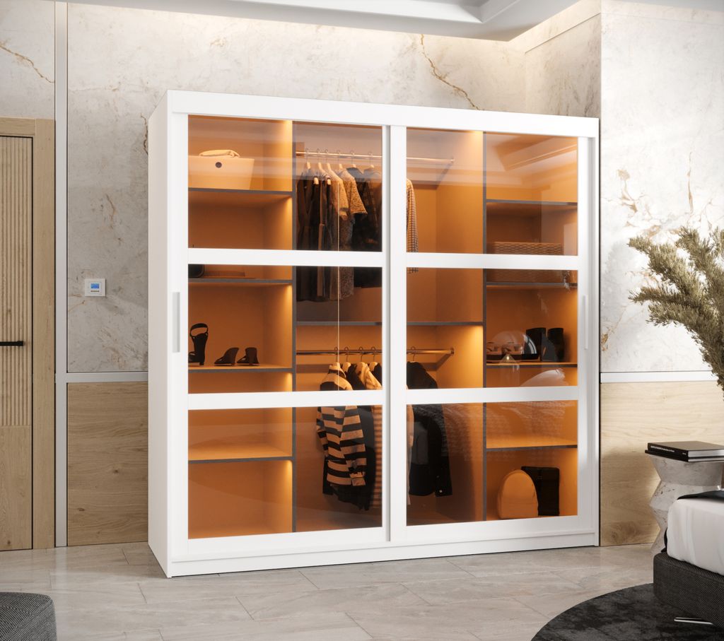 Kleiderschrank KATIE 3 – 180 cm, weiß/silber