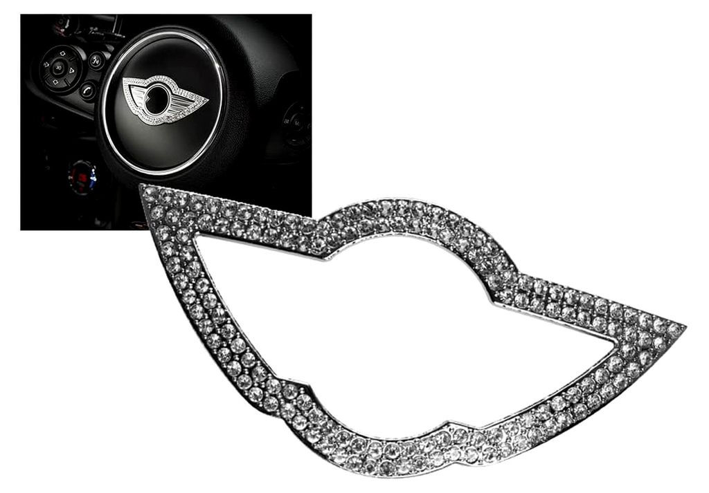 Bling Lenkrad Logo Abdeckung gelten passt für Mini Cooper Abziehbilder Innen Dekorationen Caps Abdeckungen Diamant Logo Aufkleber Lenkrad Emblem A...