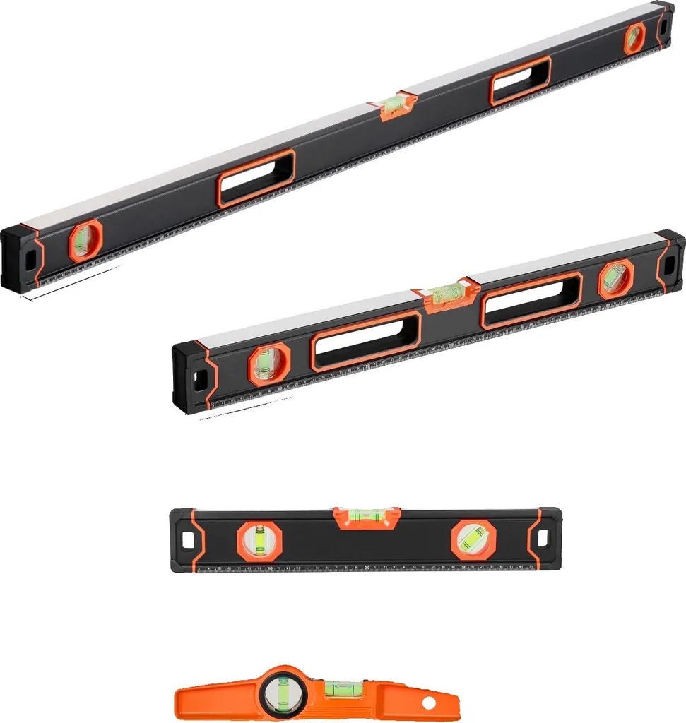 Kit Niveau à Bulle Torpedo en Aluminium Durable Haute Précision 4 Pièces