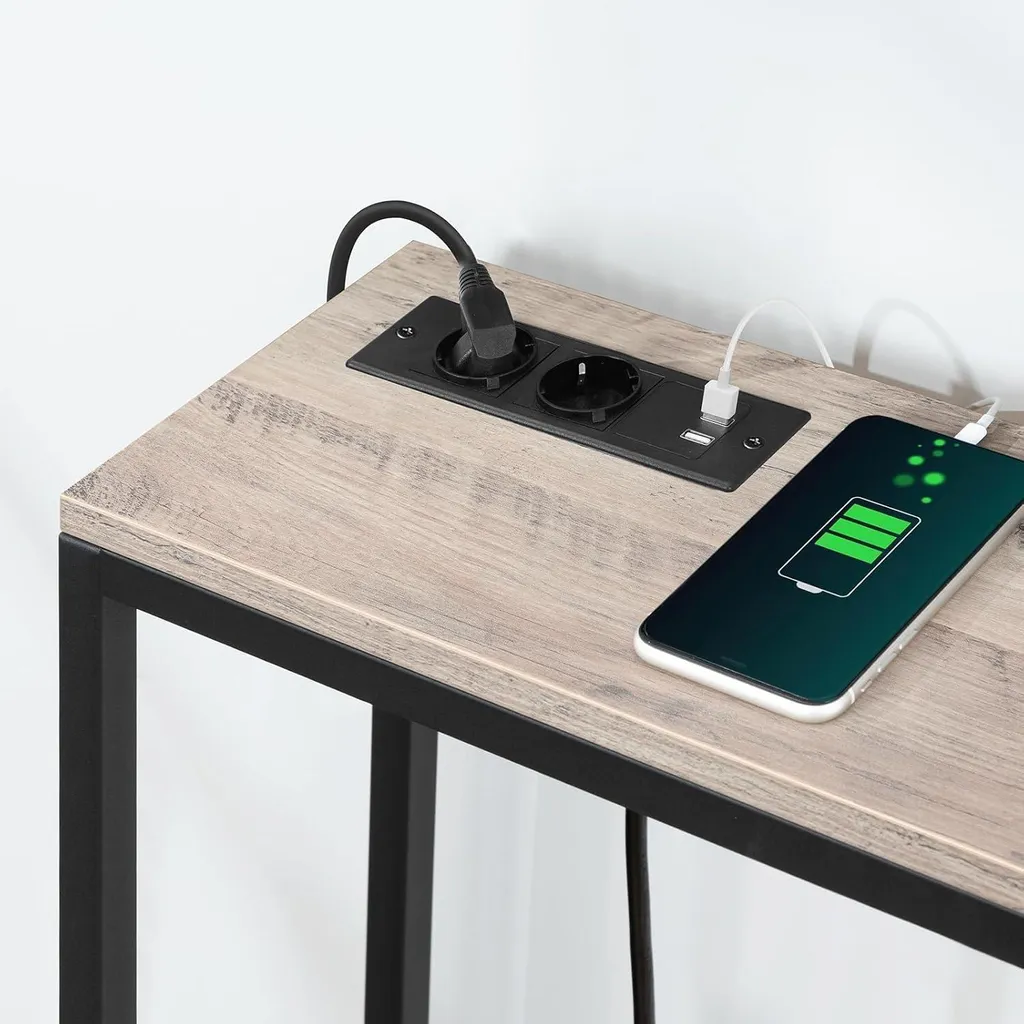 Console longue 200 cm pour salon avec recharge USB - Meuble Gain de place