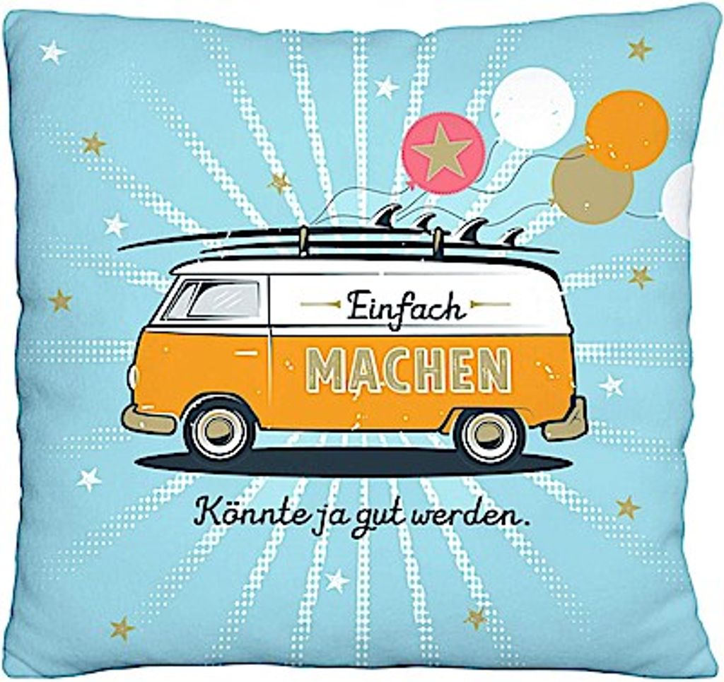 Die Geschenkewelt 46426 Kleines Plüschkissen Bus, Einfach Produktbild 
