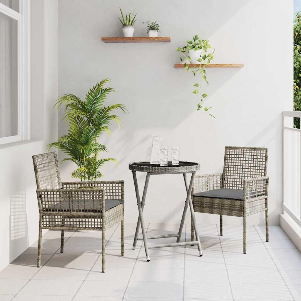 Maison Exclusive - Garten Bistro Set 3 pcs Grau Poly-Rattan