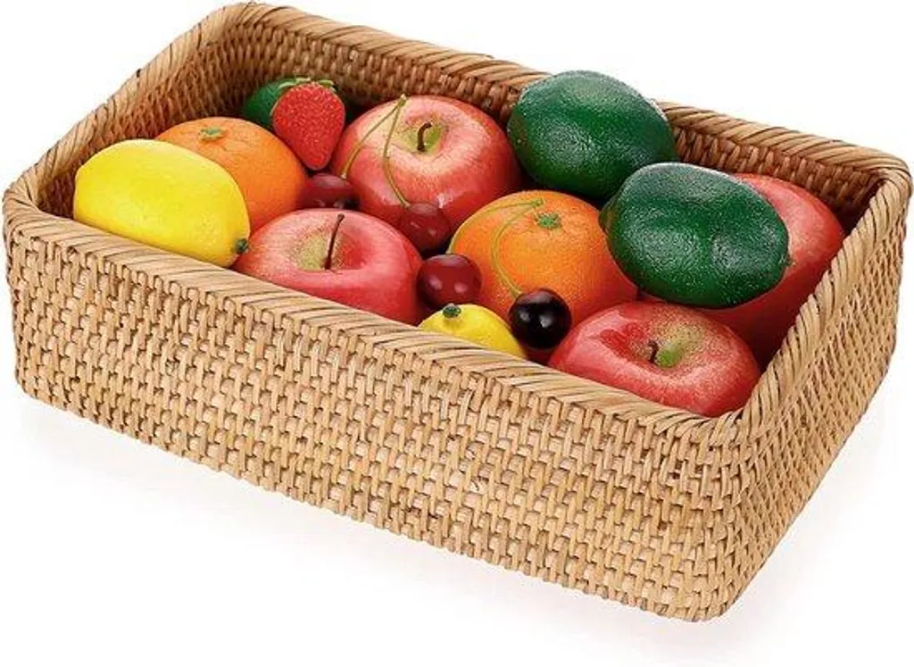 Panier de rangement en rotin tressé main - Support robuste de cuisine