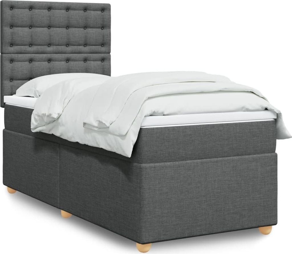 Maison Exclusive - Boxspringbett mit Matratze Dunkelgrau 100x200 cm Stoff