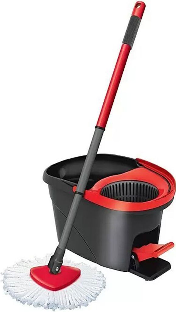 A spin mop and bucket set.