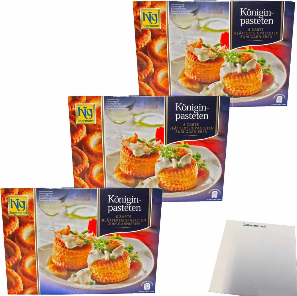 Hig Hagemann Königin Pasteten 18er Bouchees 3er Pack (3x150g Packung) + usy Block