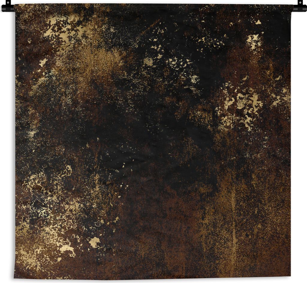 MuchoWow Wandteppich Wandbehang Gold - Schwarz - Vintage 90x90 cm Tapisserie Dekoration Wandtuch - Wandaufhänger
