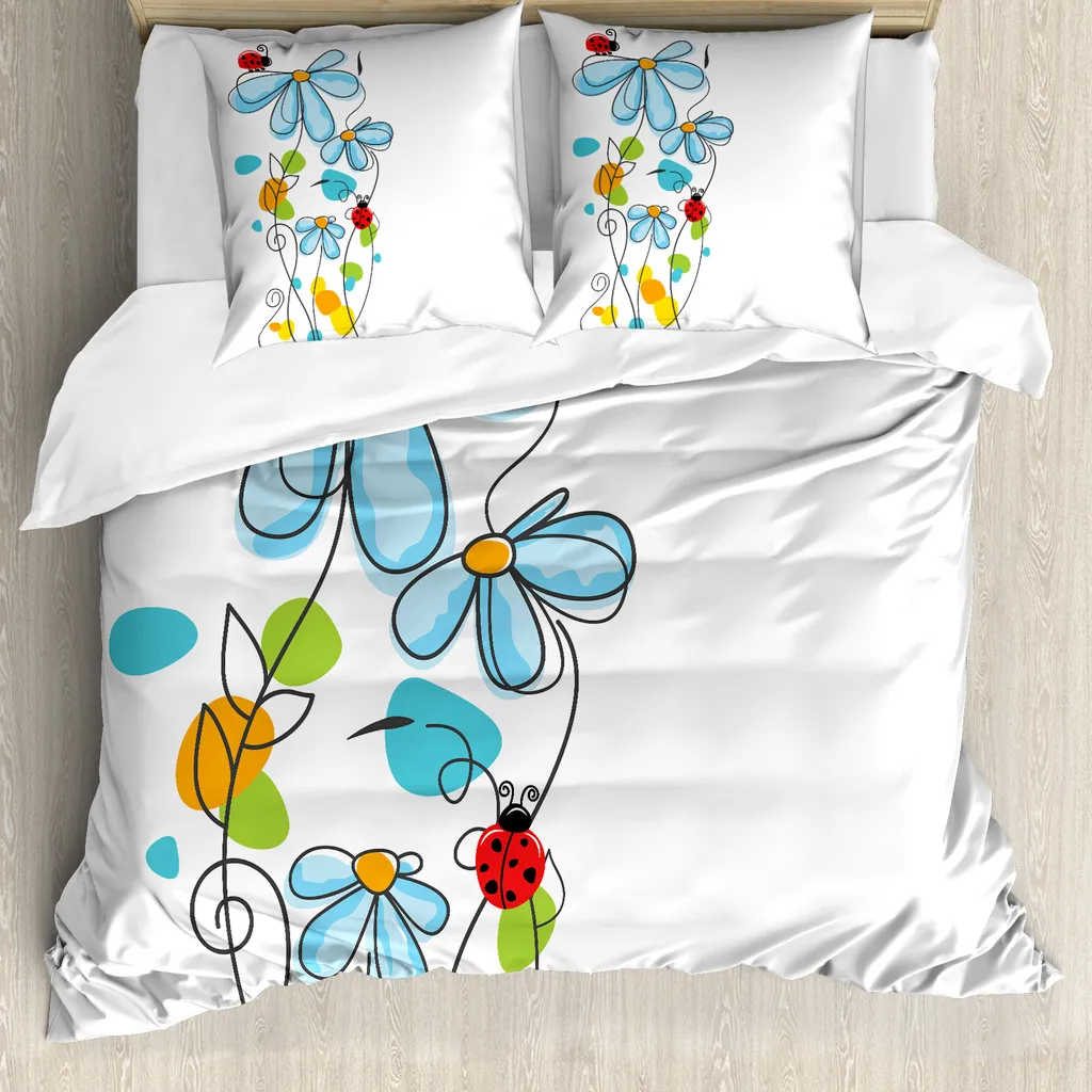 Copripiumino Fiori e Coccinelle 200x200 ABAKUHAUS - Biancheria Letto Top